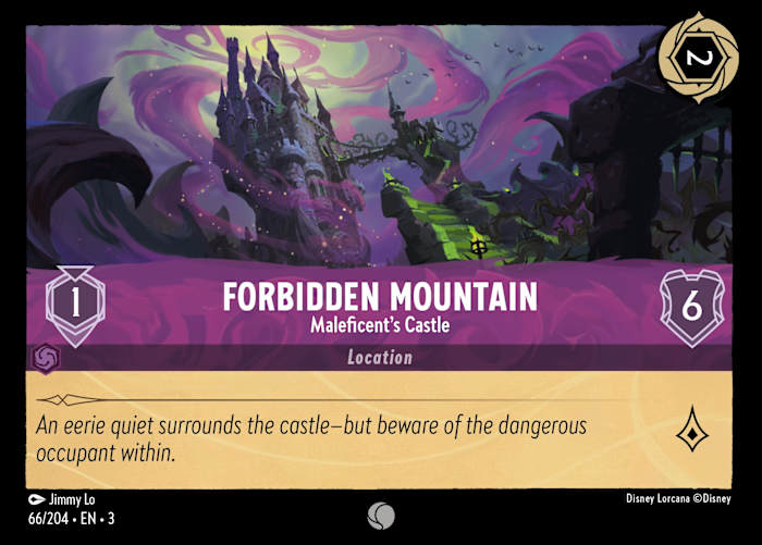 Forbidden Mountan location card in Disney Lorcana